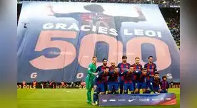 Barcelona:hinchada le rinde homenaje  a Lionel Messi  por los 500 goles
