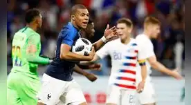 Kylian Mbappé celebra el gol del empate de  Francia antes Estados Unidos