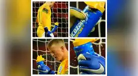 Tal como ocurrió ante Colombia en Rusia Pickford utilizó botella con instrucciones ante Estados Unidos