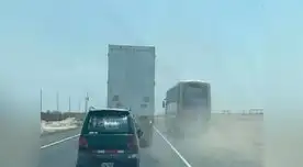 Bus fue captado realizado temeraria maniobra en Panamericana Sur