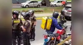 Repartidores Glovo bloquean avenida Arequipa en señal de protesta