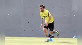 Messi en pleno entrenamiento en Barcelona