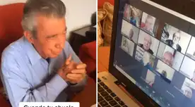 El anciano logró ver a sus amigos gracias a la tecnología de Zoom. El anciano logró ver a sus amigos gracias a la tecnología de Zoom.