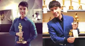 Bruno Pinasco tuvo la posibilidad de estar en la alfombra roja de los Oscar como entrevistador, así como de sostener una de las estatuillas de la ceremonia.