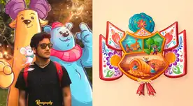 En la ilustración, se ve a los elementos del blasón ambientados en escenas andinas.