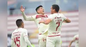 Festejan Alfageme y Zevallos con Alexander Succar autor del tercer gol de la 'U' en la victoria 3-1 ante Cienciano.
