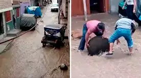 SJL: vecinos del jirón Liberación tuvieron que abrir la tapa de un desagüe para que el agua servida pueda retirarse por ahí.