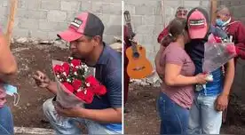 Esdras es un albañil que con la ayuda de sus compañeros le propusó matrimonio a su novia.