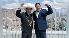 Pedro Castillo y Luis Arce durante las visita del presidente peruano a La Paz. Foto: Presidencia del Perú