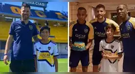 Probaron sus delicias. Niño que vende pasteles para su cirugía fue recibido por el plantel de Boca Juniors.