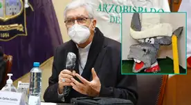 El arzobispo criticó la venta de una piñata de burro con sombrero y banda presidencial.