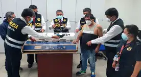 La PNP en pleno trabajo de intervención y el detenido La PNP en pleno trabajo de intervención y el detenido