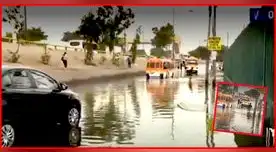 Varios buses quedaron varados por el aniego suscitado en horas de la madrugada.