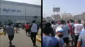 Paro de transporte: Usuarios reportan llegada de un grupo de manifestantes en exteriores del Mall del Sur Paro de transporte: Usuarios reportan llegada de un grupo de manifestantes en exteriores del Mall del Sur