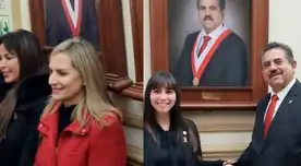 María del Carmen decidió enmarcar el rostro de Manuel Merino y colocarlo en el Parlamento.