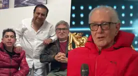 Ernesto Pimentel, Manolo Rojas y Fernando Armas saludan a Guillermo Rossini por sus 90 años
