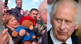 Peruana sorprende al rey Carlos III con un oso Paddington. Peruana sorprende al rey Carlos III con un oso Paddington.