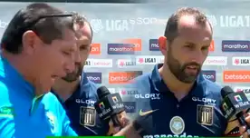 Hernán Barcos declaraba a la prensa, pero fue interrumpido por trabajador de Carlos Stein. Hernán Barcos declaraba a la prensa, pero fue interrumpido por trabajador de Carlos Stein.