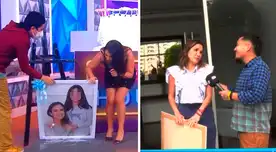 Alvina Ruíz emocionada por recibir su cuadro reparado.
