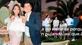 Gabriela Sevilla se mostró feliz en su baby shower.