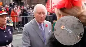 Rey Carlos III es atacado por sujeto que le lanzó huevos mientras inauguraba estatua de la reina Isabel