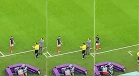 Kylian Mbappé y el reclamo a Kevin Ortega tras el penal cobrado a Polonia en el Mundial Qatar 2022.