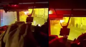 Bomberos fueron atacados con piedras por manifestantes cuando atendían incendio en la Plaza San Martín