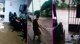 Los jóvenes se quedaron jugando pese a la inundaciones.