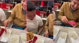 ¡Él si sabe comer! Joven lleva su táper de arroz para acompañar su KFC y es viral en TikTok. ¡Él si sabe comer! Joven lleva su táper de arroz para acompañar su KFC y es viral en TikTok.