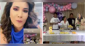 Andrea Llosa feliz por fiesta con temática de 'Nunca más'.