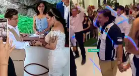 Chacalón Jr. se casó bajo la temática de Alianza Lima. Chacalón Jr. se casó bajo la temática de Alianza Lima.