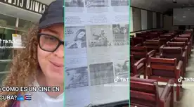 La joven cubana mostró como son las salas de cine en su país.