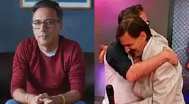 Carlos Galdós se dio un fuerte abrazo con su padre.