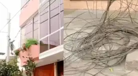 Cables quedaron regados en la vereda de la cuadra 6 del jirón Miguel Ortiz.
