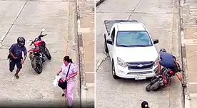 El conductor embistió al ladrón y recuperó la cartera de la mujer.