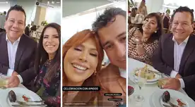 Magaly Medina se luce con sus amistades y su esposo Alfredo Zambrano.