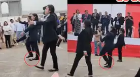 Pese a lo que le pasó, no fue impedimento para no continuar con el desfile.