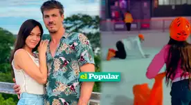 ¿Qué pasó? Jazmín Pinedo grabó cuando su novio se cayó en pista de patinaje y su hija reaccionó