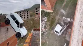 Ruso intentó hacer una pirueta con su auto, salió mal y salvó de milagro