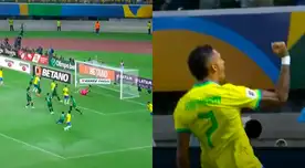 Raphinha controló el balón y sacó un derechazo para el segundo para Brasil Raphinha controló el balón y sacó un derechazo para el segundo para Brasil