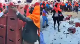 Rompen cajas llenas de cerveza durante concurso en Huancayo.