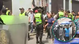 Vendedores ambulantes de Mesa Redonda atacan a la prensa de Panamericana en el Centro de Lima.