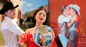 Christian Nodal y Ángela Aguilar se besan en pleno concierto.