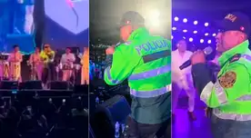 Efectivo de la Policía Nacional del Perú despertó al público de Chimbote al cantar Partido en Dos con La Única Tropical.