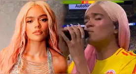 Karol G canta el himno nacional de Colombia en la final de la Copa América 2024.