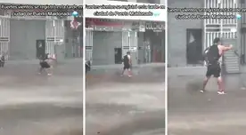 Peruano se enfrenta a tormenta en Puerto Maldonado y en TikTok lo vacilan: “El maestro del aire”
