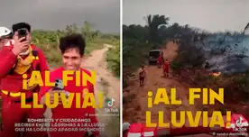 Bomberos lloran de emoción al ver primeras lluvias en la selva peruana Bomberos lloran de emoción al ver primeras lluvias en la selva peruana