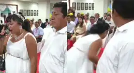 Novia huye en plena boda comunitaria en el auditorio municipal de Bagua tras rechazar el matrimonio frente a todos en San Valentín.