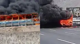 Un bus de la empresa "El Chino" se incendió mientras circulaba por la Vía de Evitamiento, a la altura de El Agustino.
