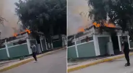 Gigantesco incendio consume la base de la PNP en Puente Piedra.